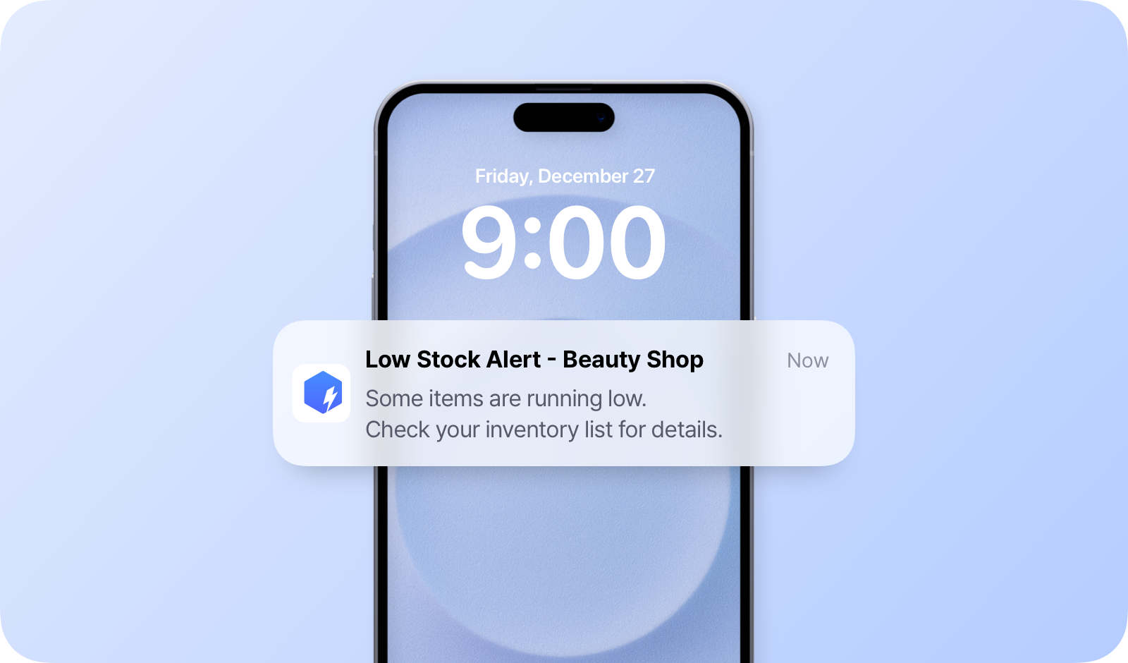 Defina as quantidades de estoque de segurança dos seus itens e receba notificações diretamente pelo app para celular.