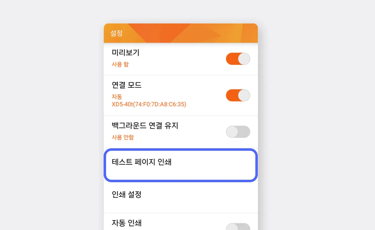 테스트 페이지 인쇄